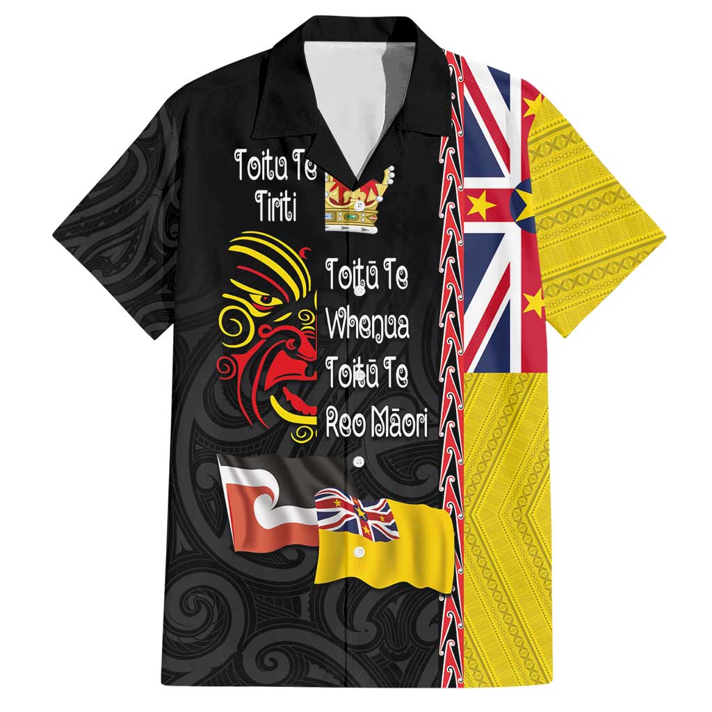 Aotearoa and Niue Toitu Te Tiriti Hawaiian Shirt Honour the Treaty - Fight Together Stand Together LT03 Black - Polynesian Pride