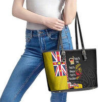 Aotearoa and Niue Toitu Te Tiriti Leather Tote Bag Honour the Treaty - Fight Together Stand Together