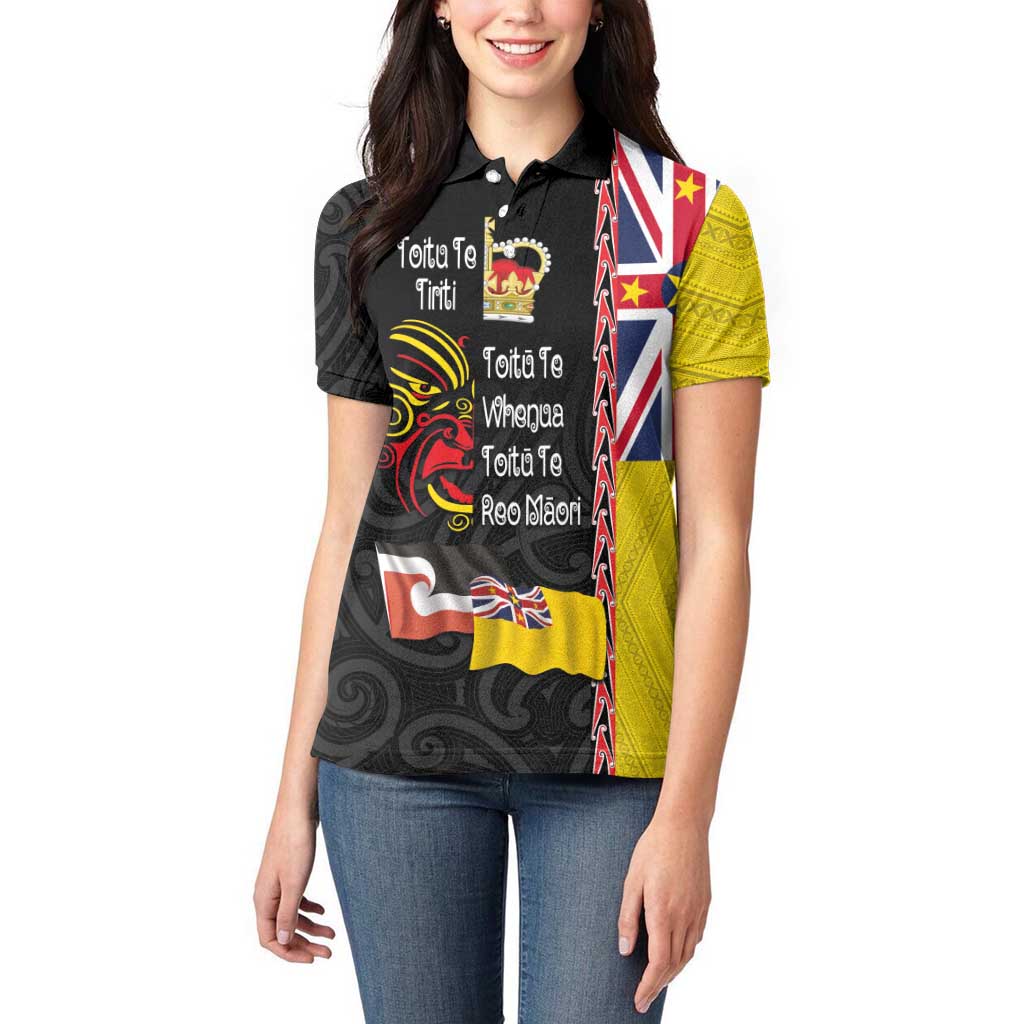 Aotearoa and Niue Toitu Te Tiriti Women Polo Shirt Honour the Treaty - Fight Together Stand Together