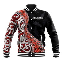 Aotearoa Maori Stylized Koru - Silver Ferns Baseball Jacket