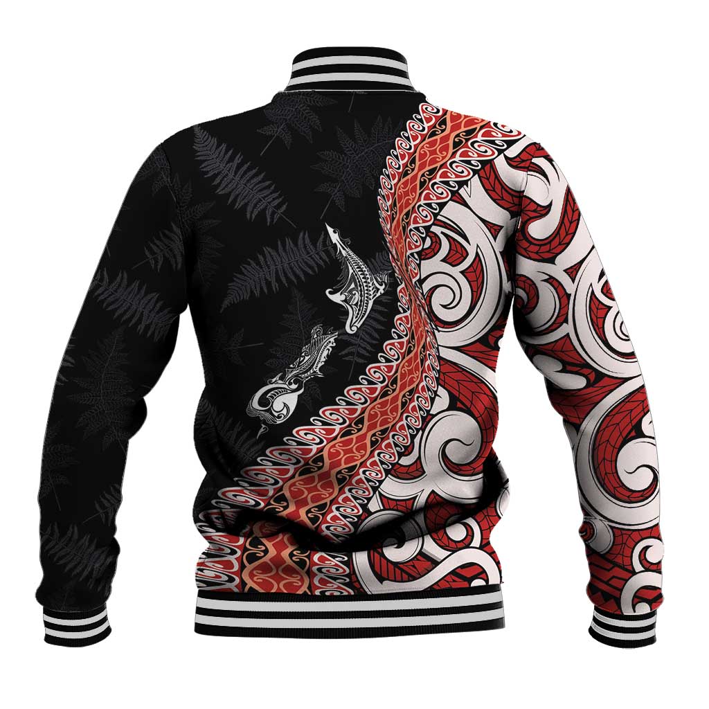 Aotearoa Maori Stylized Koru - Silver Ferns Baseball Jacket