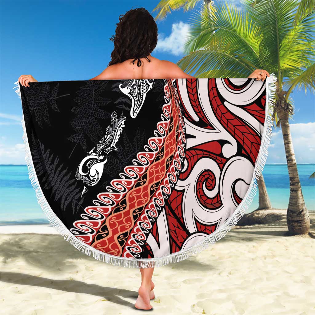 Aotearoa Maori Stylized Koru - Silver Ferns Beach Blanket LT03 - Polynesian Pride