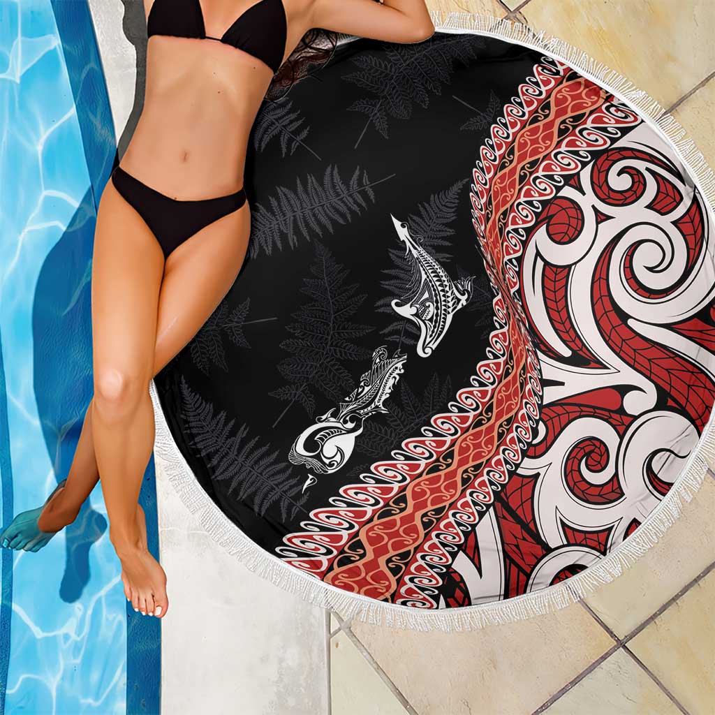 Aotearoa Maori Stylized Koru - Silver Ferns Beach Blanket LT03 - Polynesian Pride