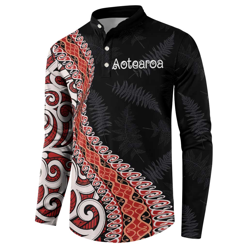 Aotearoa Maori Stylized Koru - Silver Ferns Button Sweatshirt LT03 - Polynesian Pride
