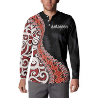 Aotearoa Maori Stylized Koru - Silver Ferns Button Sweatshirt LT03 - Polynesian Pride