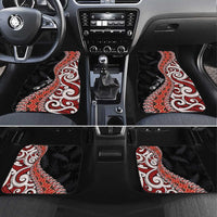 Aotearoa Maori Stylized Koru - Silver Ferns Car Mats LT03 Set 4pcs Red - Polynesian Pride