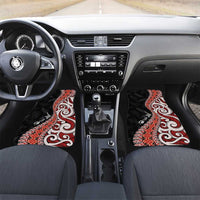 Aotearoa Maori Stylized Koru - Silver Ferns Car Mats LT03 Set 2pcs - Front Red - Polynesian Pride