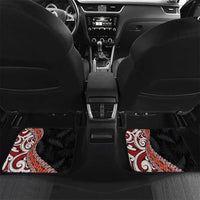 Aotearoa Maori Stylized Koru - Silver Ferns Car Mats LT03 Set 2pcs - Back Red - Polynesian Pride
