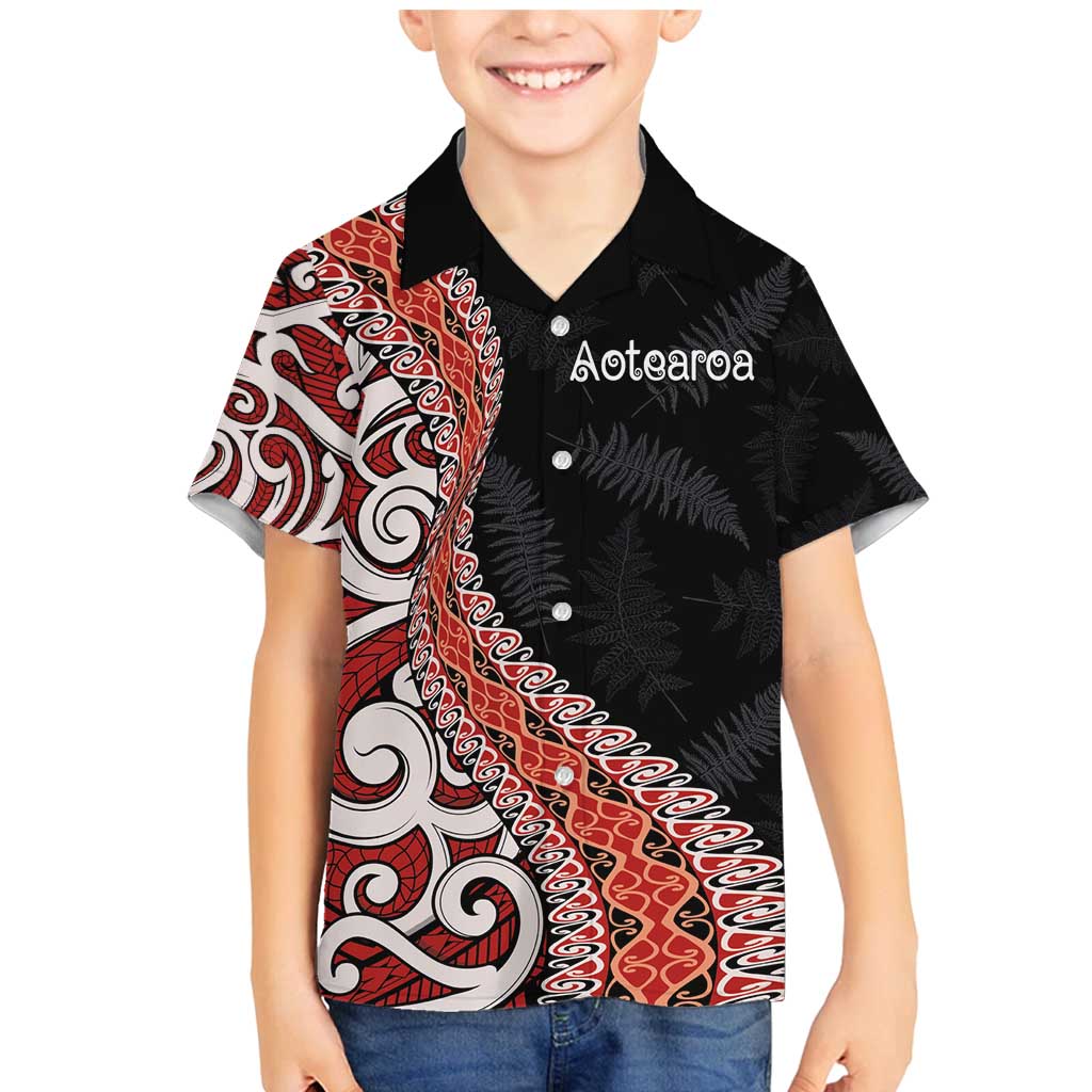 Aotearoa Maori Stylized Koru - Silver Ferns Family Matching Mermaid Dress and Hawaiian Shirt