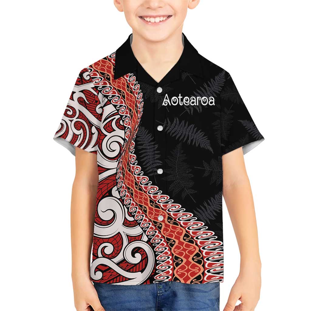 Aotearoa Maori Stylized Koru - Silver Ferns Family Matching Off Shoulder Maxi Dress and Hawaiian Shirt
