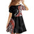 Aotearoa Maori Stylized Koru - Silver Ferns Family Matching Off Shoulder Short Dress and Hawaiian Shirt