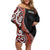 Aotearoa Maori Stylized Koru - Silver Ferns Family Matching Off Shoulder Short Dress and Hawaiian Shirt