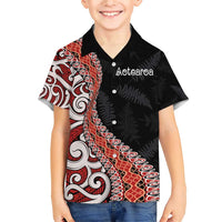 Aotearoa Maori Stylized Koru - Silver Ferns Family Matching Short Sleeve Bodycon Dress and Hawaiian Shirt