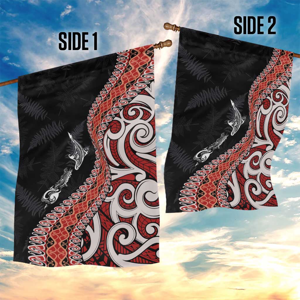 Aotearoa Maori Stylized Koru - Silver Ferns Garden Flag LT03 - Polynesian Pride