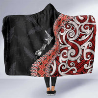 Aotearoa Maori Stylized Koru - Silver Ferns Hooded Blanket LT03 One Size Red - Polynesian Pride