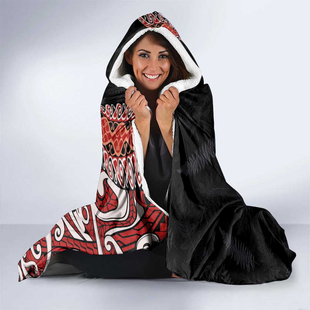 Aotearoa Maori Stylized Koru - Silver Ferns Hooded Blanket LT03 - Polynesian Pride