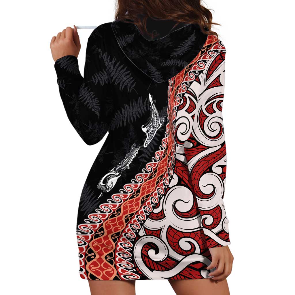 Aotearoa Maori Stylized Koru - Silver Ferns Hoodie Dress LT03 - Polynesian Pride