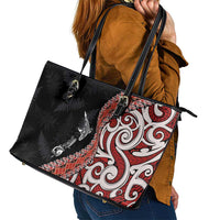 Aotearoa Maori Stylized Koru - Silver Ferns Leather Tote Bag LT03 - Polynesian Pride