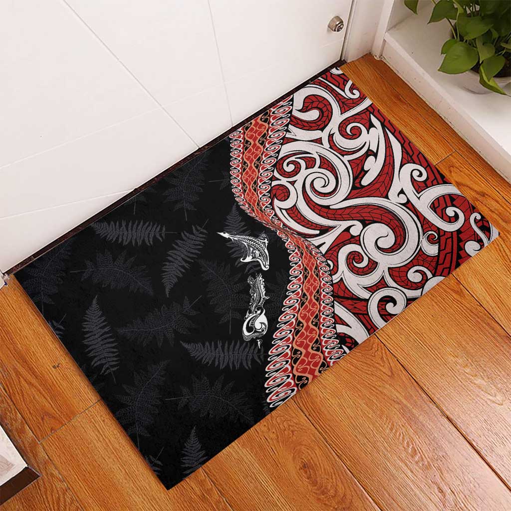 Aotearoa Maori Stylized Koru - Silver Ferns Rubber Doormat LT03 - Polynesian Pride