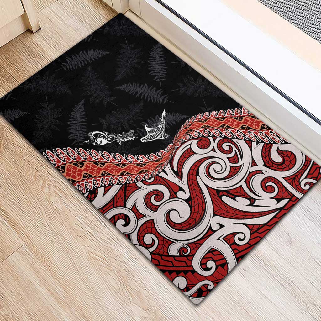 Aotearoa Maori Stylized Koru - Silver Ferns Rubber Doormat LT03 - Polynesian Pride