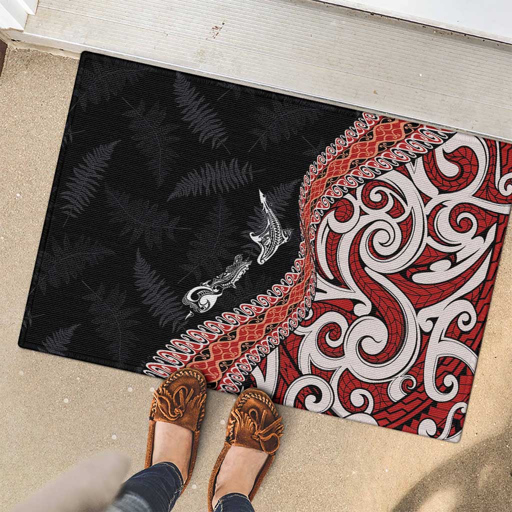 Aotearoa Maori Stylized Koru - Silver Ferns Rubber Doormat LT03 - Polynesian Pride
