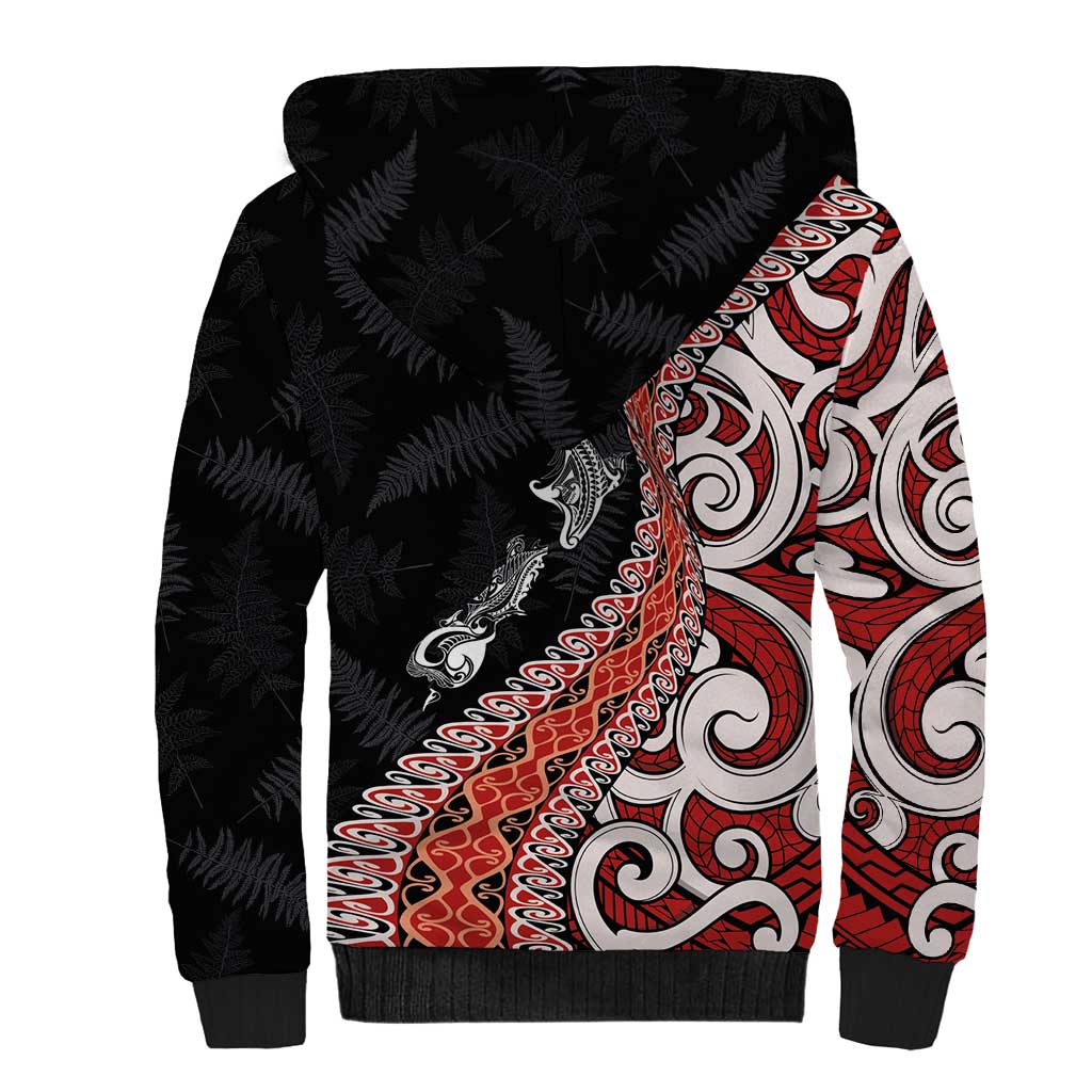 Aotearoa Maori Stylized Koru - Silver Ferns Sherpa Hoodie LT03 - Polynesian Pride
