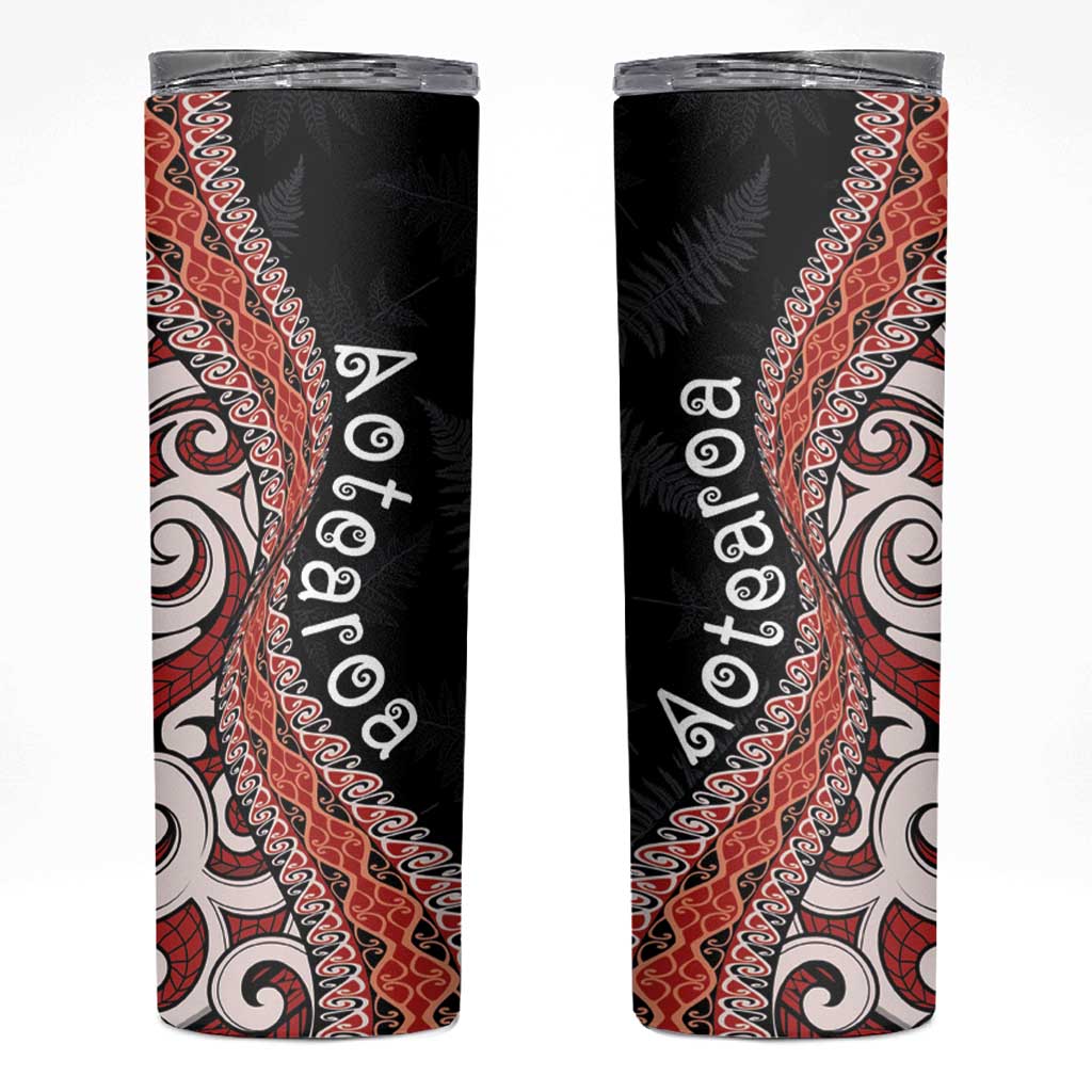 Aotearoa Maori Stylized Koru - Silver Ferns Skinny Tumbler