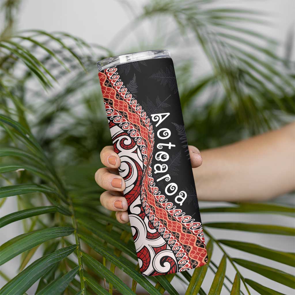 Aotearoa Maori Stylized Koru - Silver Ferns Skinny Tumbler