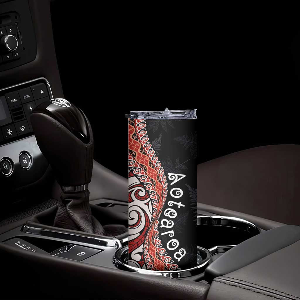 Aotearoa Maori Stylized Koru - Silver Ferns Skinny Tumbler