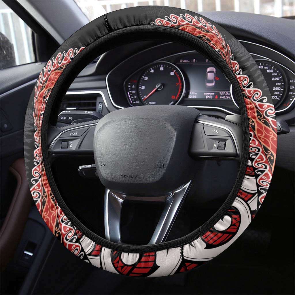 Aotearoa Maori Stylized Koru - Silver Ferns Steering Wheel Cover LT03 - Polynesian Pride