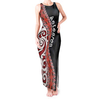 Aotearoa Maori Stylized Koru - Silver Ferns Tank Maxi Dress LT03 Women Red - Polynesian Pride