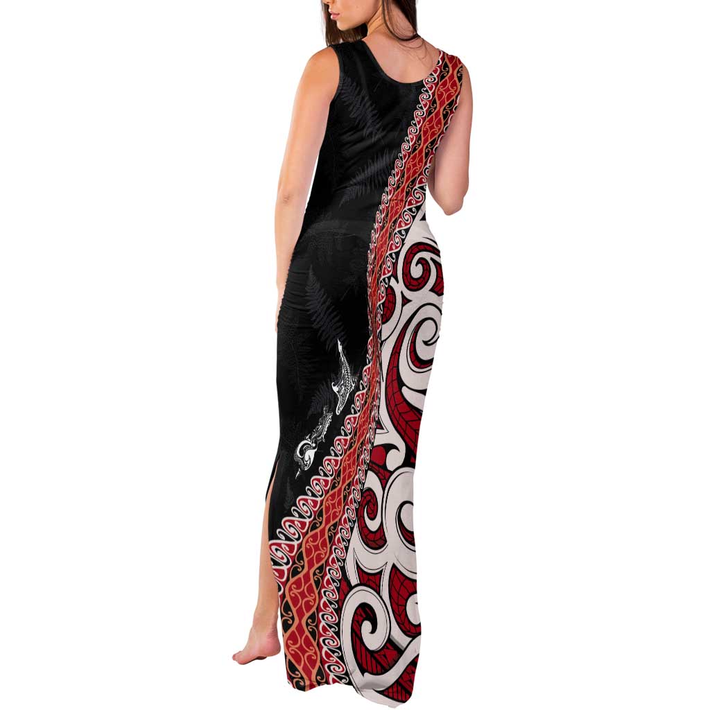 Aotearoa Maori Stylized Koru - Silver Ferns Tank Maxi Dress LT03 - Polynesian Pride