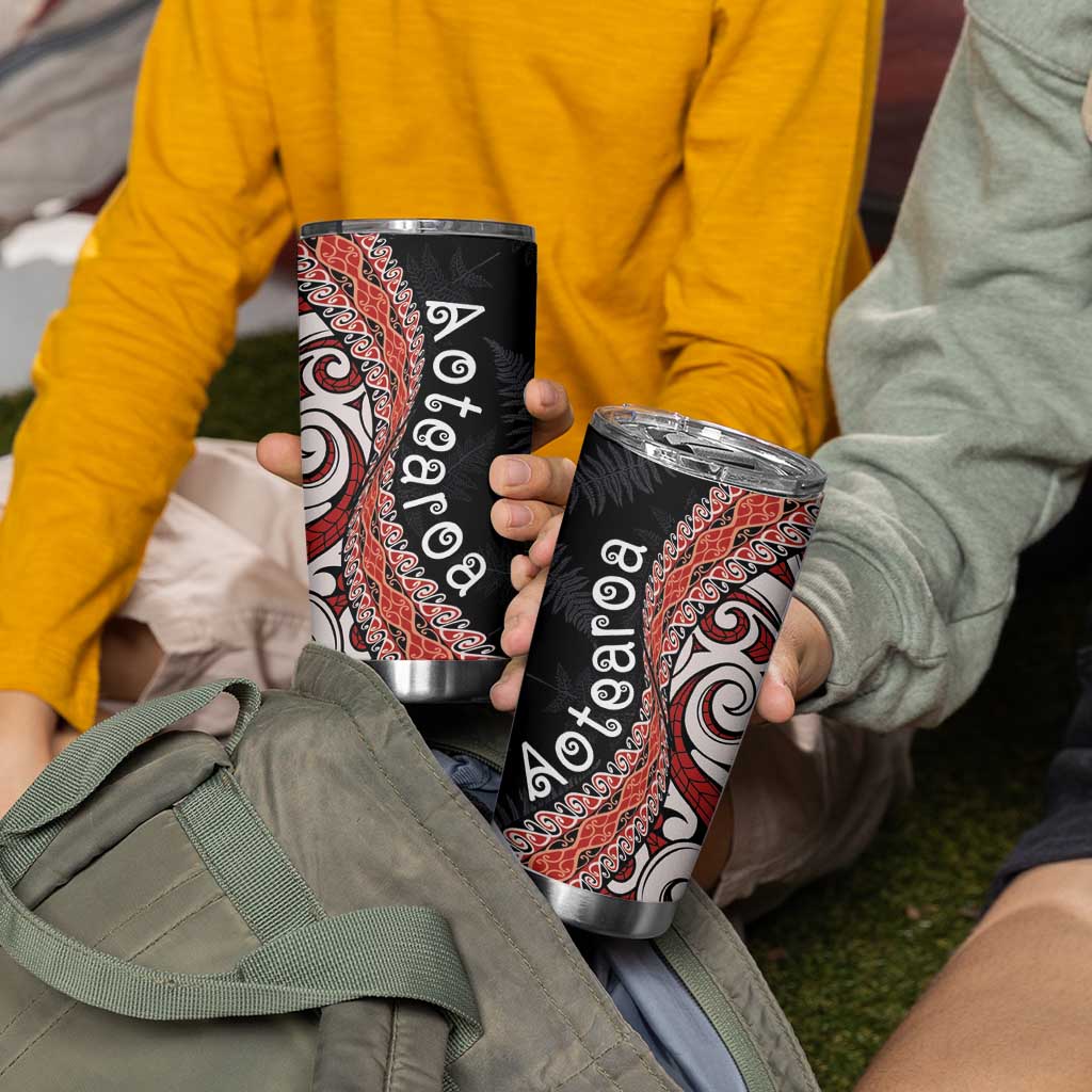 Aotearoa Maori Stylized Koru - Silver Ferns Tumbler Cup LT03 - Polynesian Pride