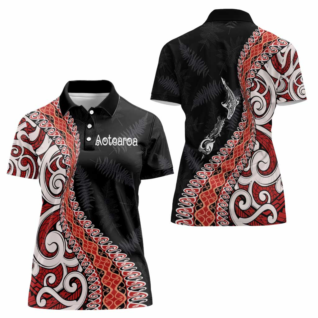 Aotearoa Maori Stylized Koru - Silver Ferns Women Polo Shirt
