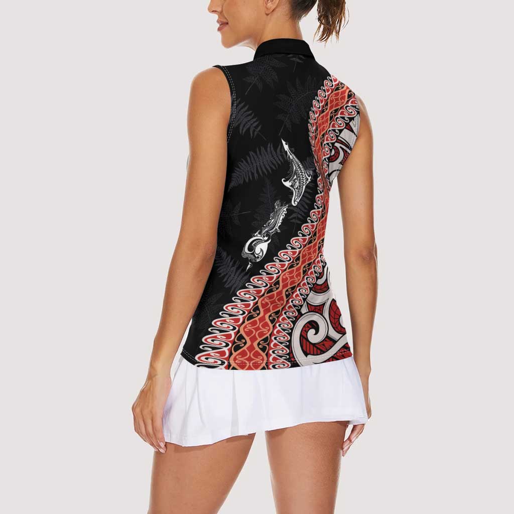 Aotearoa Maori Stylized Koru - Silver Ferns Women Sleeveless Polo Shirt
