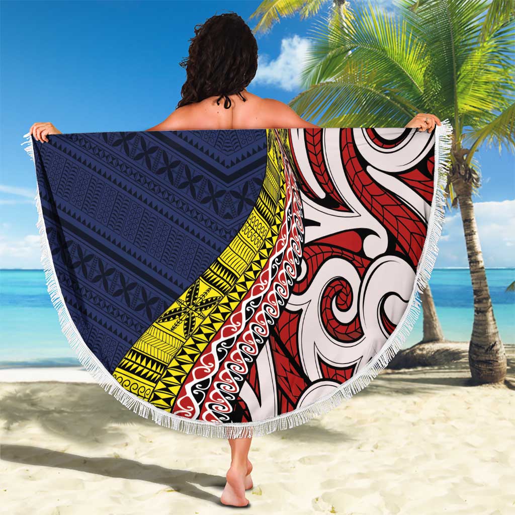 Aotearoa and Niue Beach Blanket Hiapo Maori Stylized Koru LT03 - Polynesian Pride