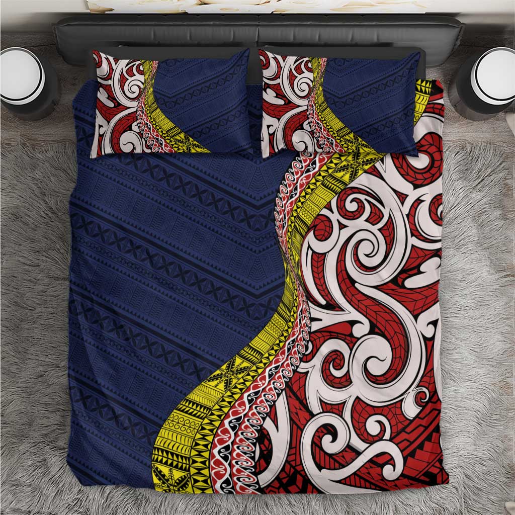 Aotearoa and Niue Bedding Set Hiapo Maori Stylized Koru