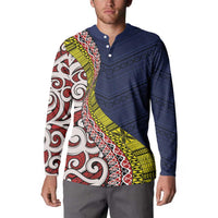 Aotearoa and Niue Button Sweatshirt Hiapo Maori Stylized Koru LT03 - Polynesian Pride