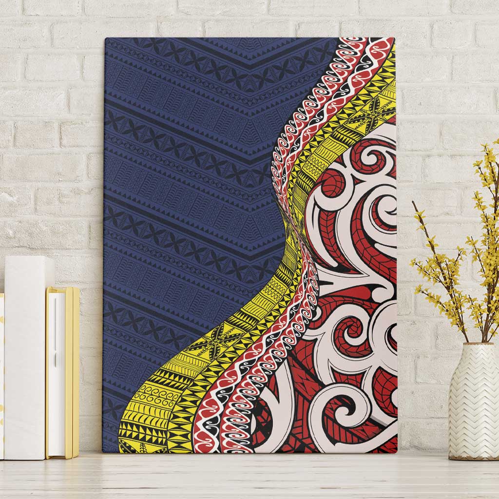 Aotearoa and Niue Canvas Wall Art Hiapo Maori Stylized Koru LT03 Without Frame Blue - Polynesian Pride