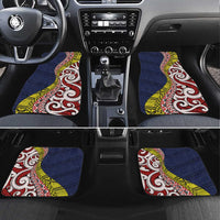 Aotearoa and Niue Car Mats Hiapo Maori Stylized Koru LT03 Set 4pcs Blue - Polynesian Pride