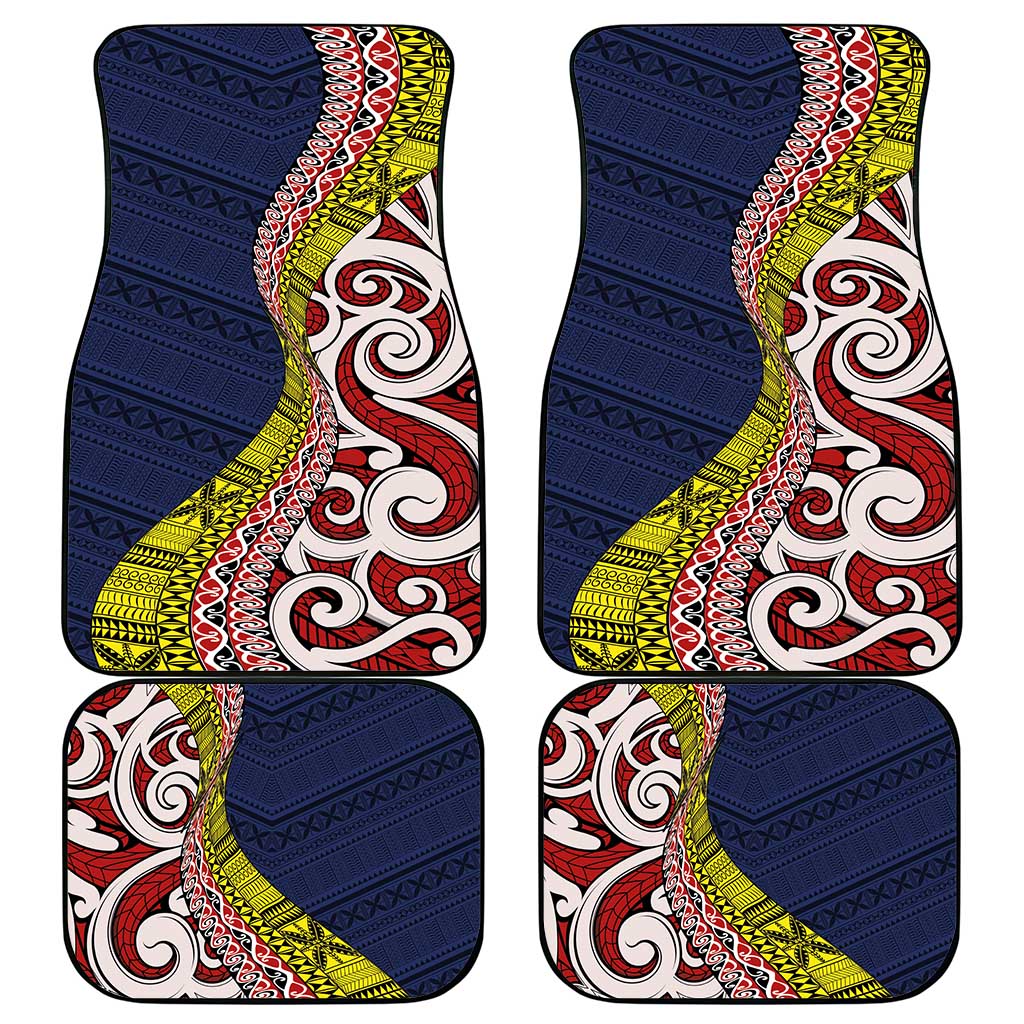 Aotearoa and Niue Car Mats Hiapo Maori Stylized Koru LT03 - Polynesian Pride