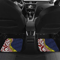 Aotearoa and Niue Car Mats Hiapo Maori Stylized Koru LT03 Set 2pcs - Back Blue - Polynesian Pride