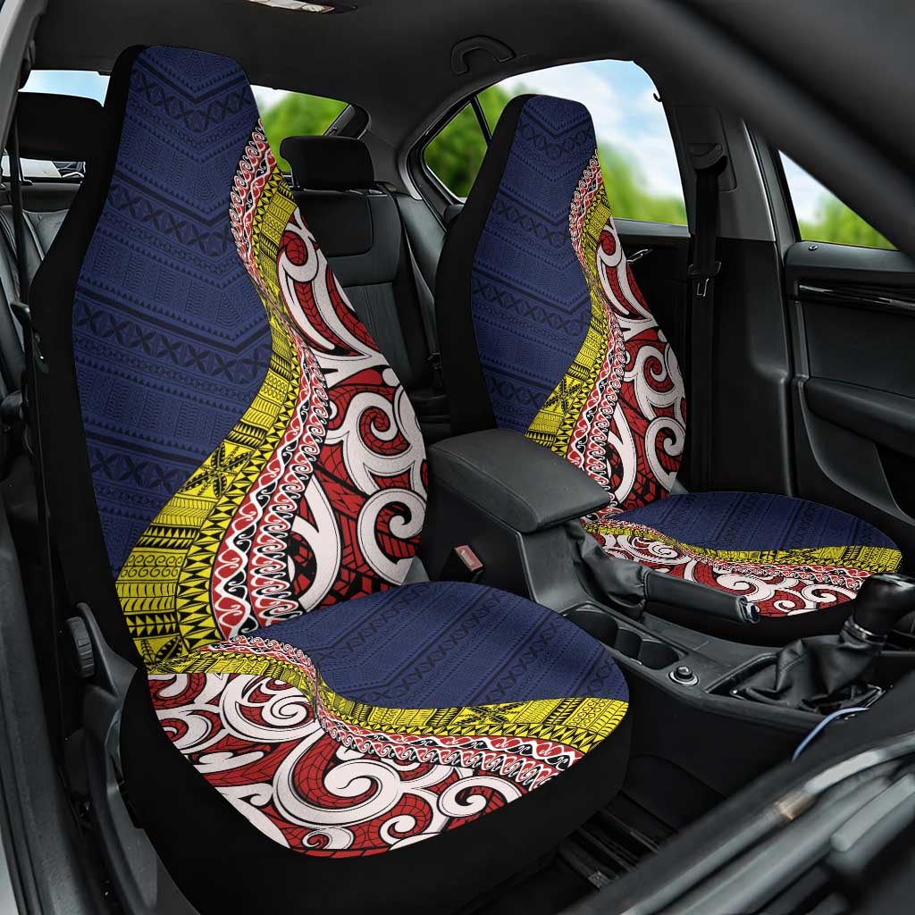 Aotearoa and Niue Car Seat Cover Hiapo Maori Stylized Koru