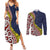 Aotearoa and Niue Couples Matching Summer Maxi Dress and Long Sleeve Button Shirt Hiapo Maori Stylized Koru