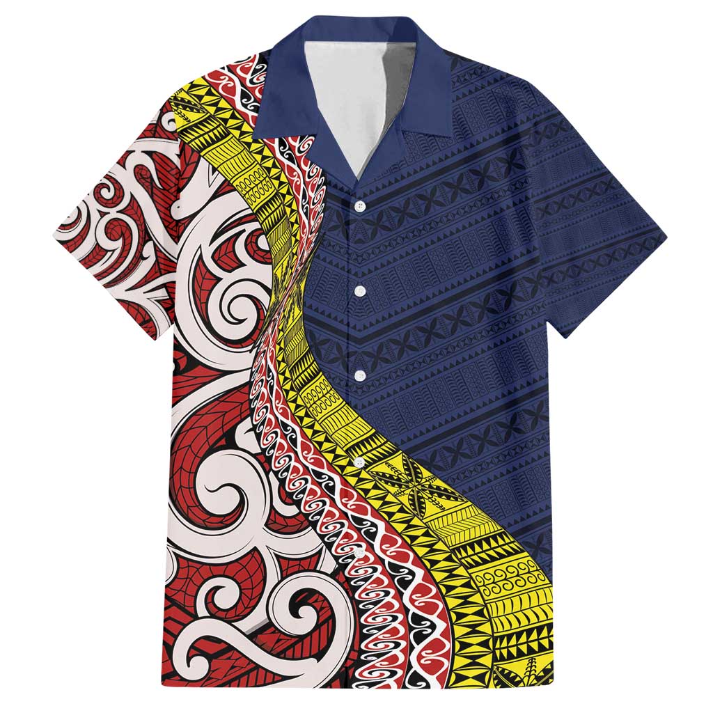 Aotearoa and Niue Family Matching Off Shoulder Maxi Dress and Hawaiian Shirt Hiapo Maori Stylized Koru