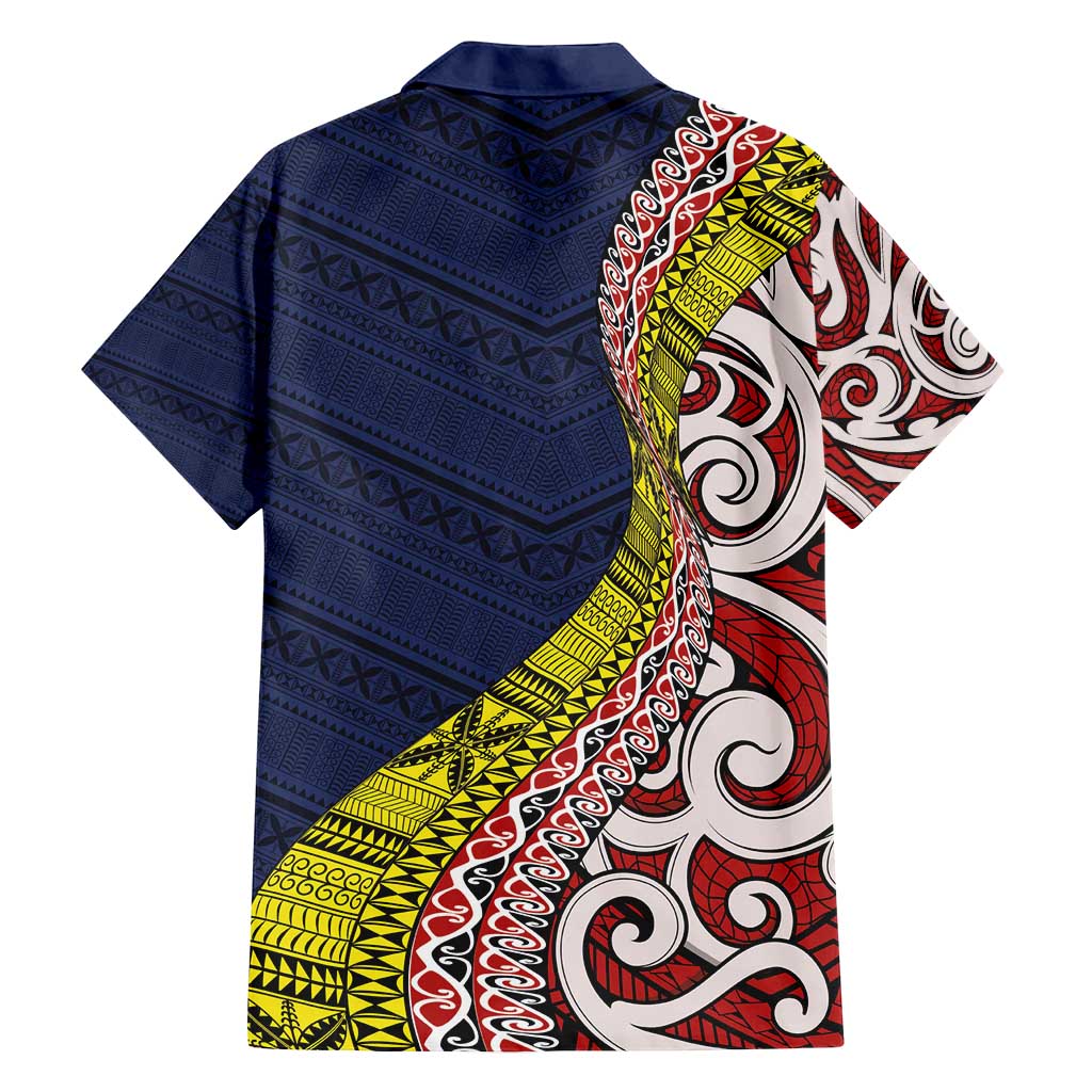 Aotearoa and Niue Family Matching Tank Maxi Dress and Hawaiian Shirt Hiapo Maori Stylized Koru
