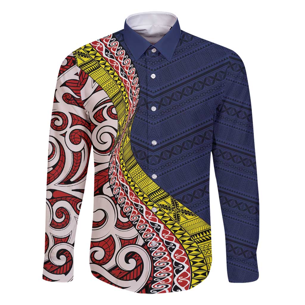 Aotearoa and Niue Family Matching Tank Maxi Dress and Hawaiian Shirt Hiapo Maori Stylized Koru