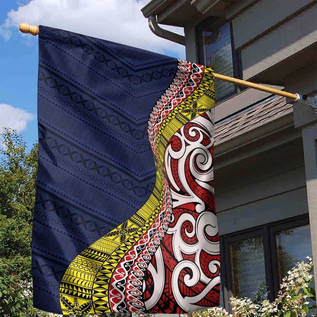 Aotearoa and Niue Garden Flag Hiapo Maori Stylized Koru LT03 - Polynesian Pride