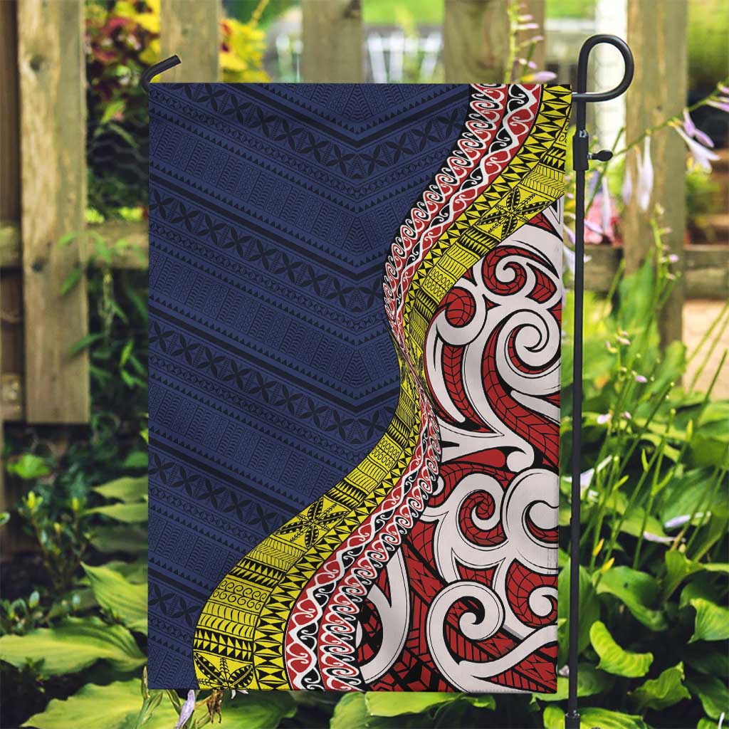Aotearoa and Niue Garden Flag Hiapo Maori Stylized Koru LT03 Garden Flag Blue - Polynesian Pride