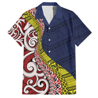 Aotearoa and Niue Hawaiian Shirt Hiapo Maori Stylized Koru LT03 Blue - Polynesian Pride